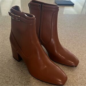 Franco Sarto Cognac Heeled Ankle Bootie